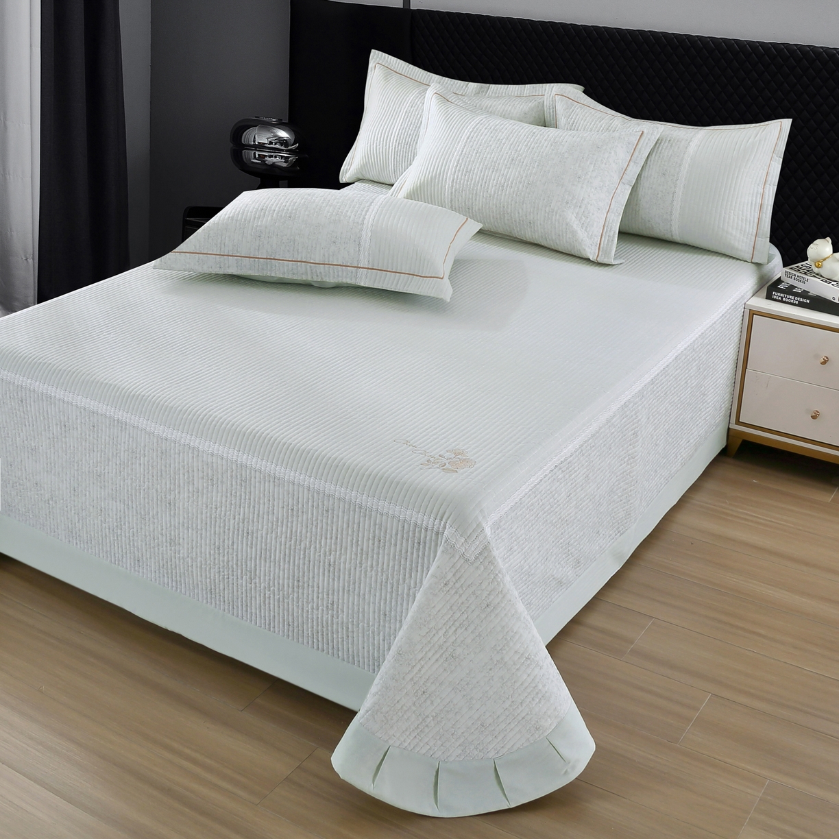 91家纺网 家纺一手货源 找家纺 OL家纺 2025新款亲肤全棉磨毛单品系列四件套 莫妮-绿