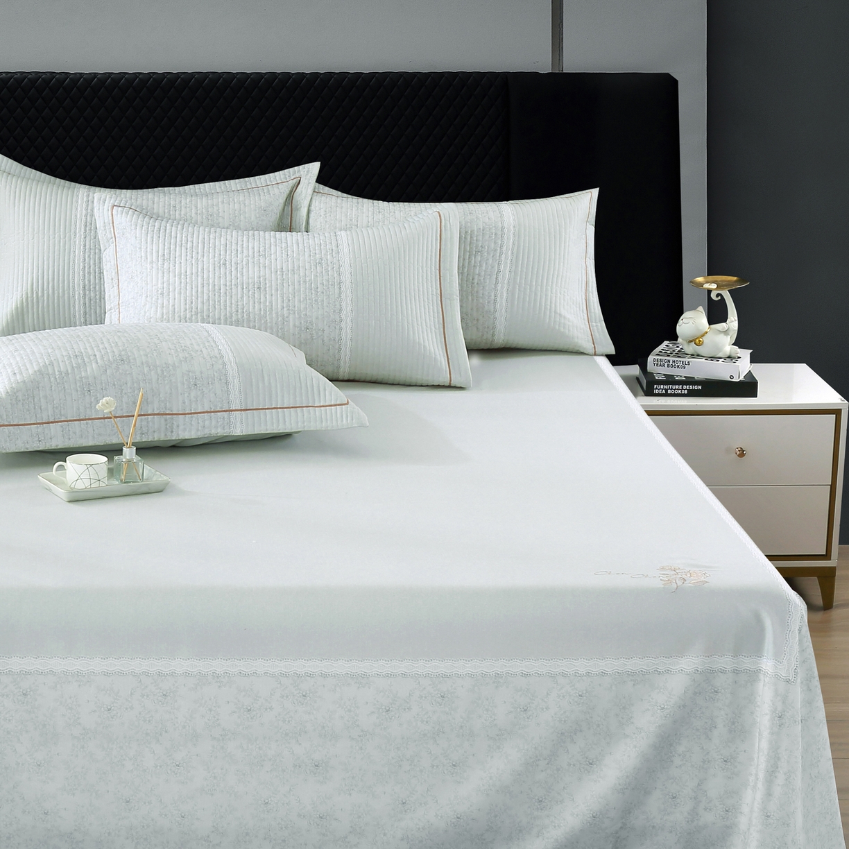 91家纺网 家纺一手货源 找家纺 OL家纺 2025新款亲肤全棉磨毛单品系列四件套 莫妮-绿