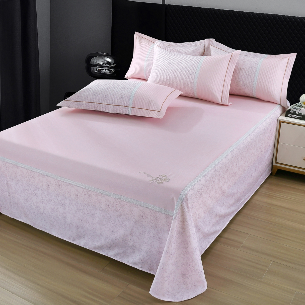 91家纺网 家纺一手货源 找家纺 OL家纺 2025新款亲肤全棉磨毛单品系列四件套 莫妮-玉