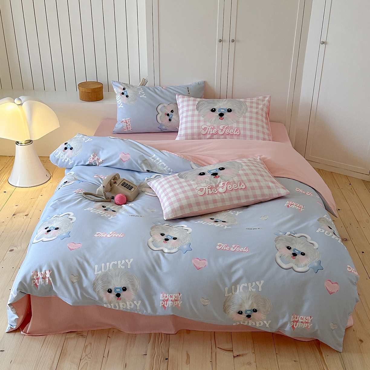 桃子家居 2025新款纯棉数码印花5D卡通混搭可爱少女纯棉系列四件套 棉5D-甜美幸运狗