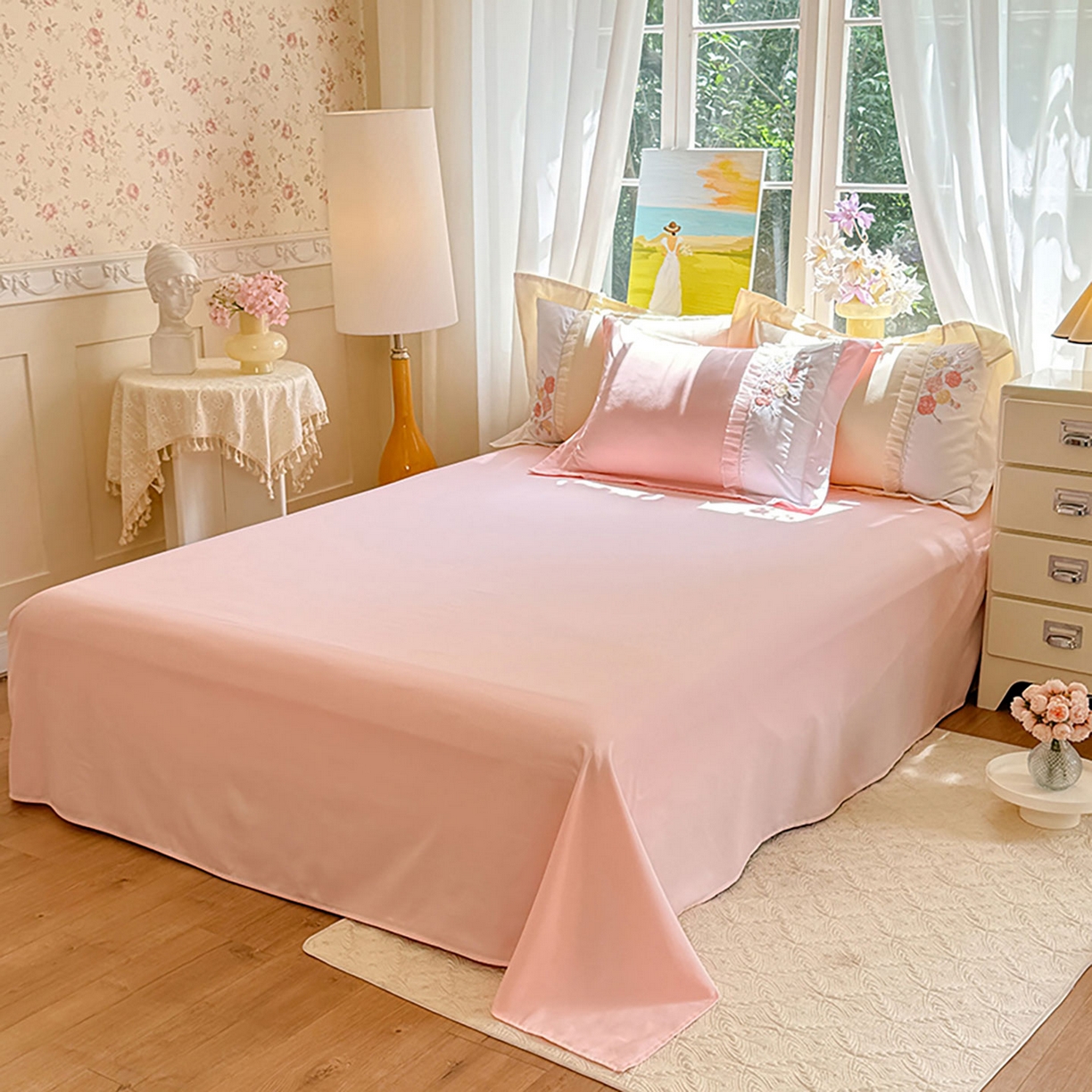 91家纺网 家纺一手货源 找家纺 （总）慕语家纺 2025新款磨毛亲肤贴布绣伊丽莎白四件套（专版花型）