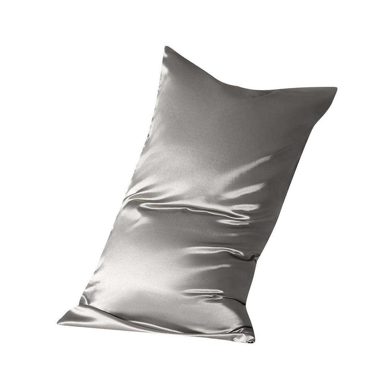 91家纺网 家纺一手货源 找家纺 丰淘家纺 2025新款亲肤柔软水洗真丝纯色枕套 真丝浅灰