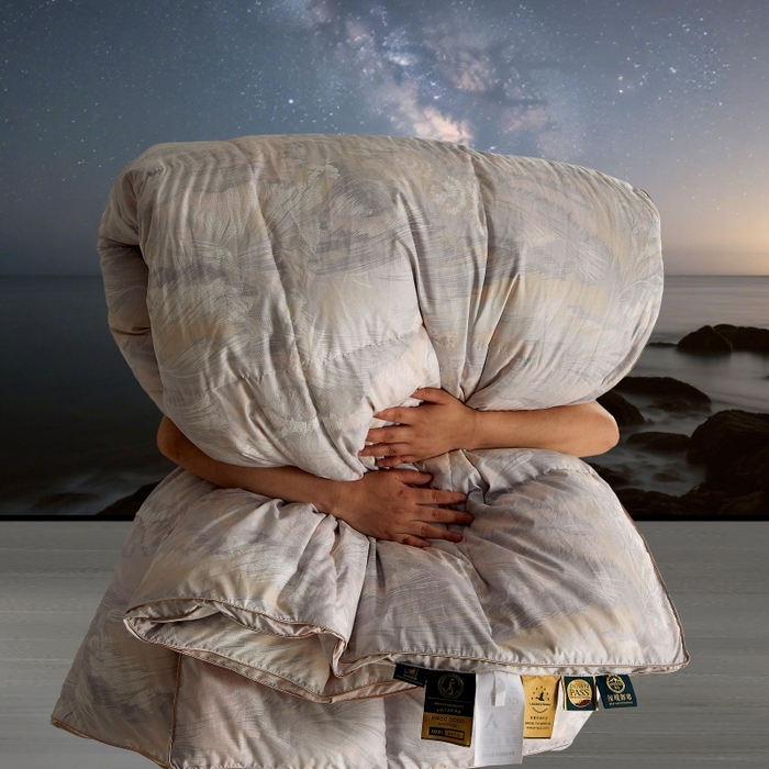 91家纺网 家纺一手货源 找家纺 织梦人羽绒工厂店2025新款羽绒被壳 观沧海粉