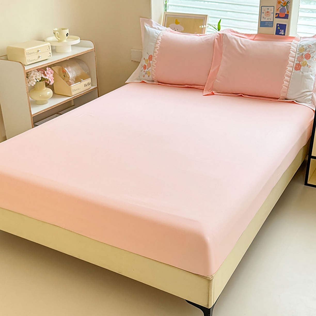 91家纺网 家纺一手货源 找家纺 慕语家纺 2025新款磨毛亲肤贴布绣伊丽莎白四件套（专版花型） 伊丽莎白--少女粉