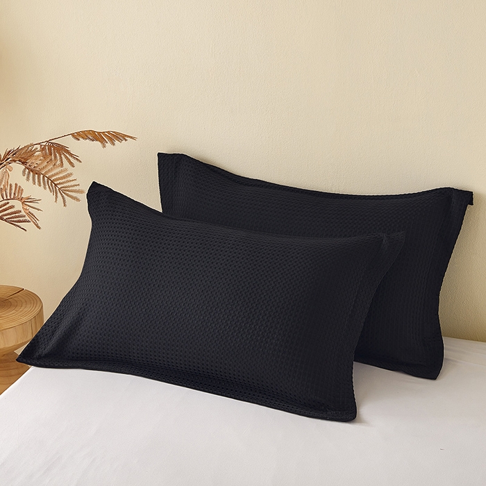 91家纺网 家纺一手货源 找家纺 丰淘家纺 2025新款华夫格枕套 华芙格-黑色