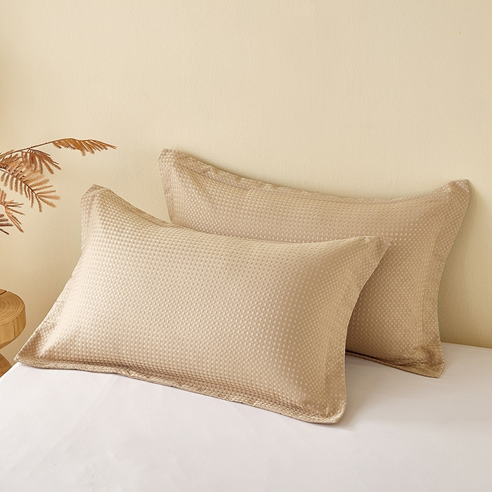 91家纺网 家纺一手货源 找家纺 丰淘家纺 2025新款华夫格枕套 华芙格-浅黄