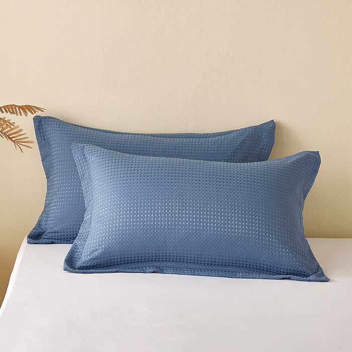 91家纺网 家纺一手货源 找家纺 丰淘家纺 2025新款华夫格枕套 华芙格-淡蓝