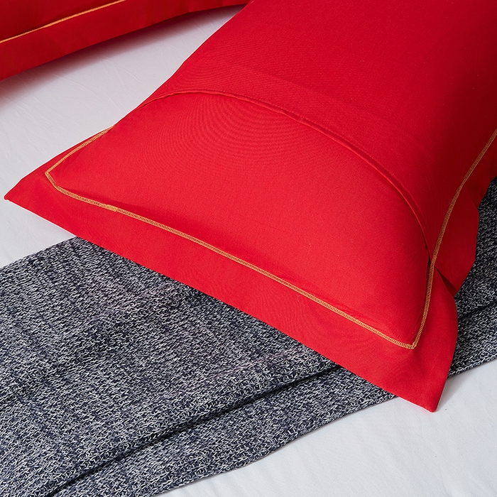 91家纺网 家纺一手货源 找家纺 （总）丰淘家纺 2025新款婚庆结婚磨毛刺绣大红枕套