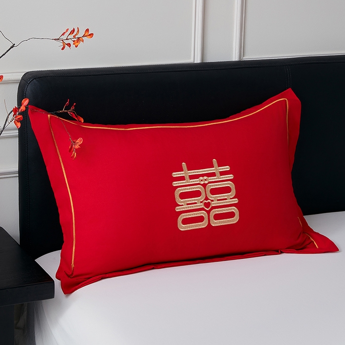 91家纺网 家纺一手货源 找家纺 （总）丰淘家纺 2025新款婚庆结婚磨毛刺绣大红枕套