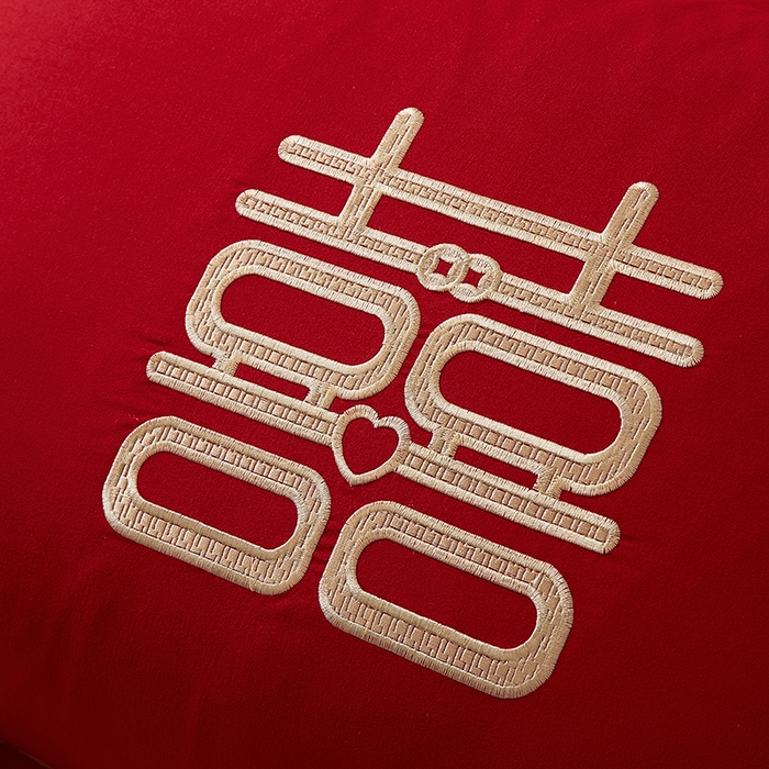 91家纺网 家纺一手货源 找家纺 丰淘家纺 2025新款婚庆结婚磨毛刺绣大红枕套 大富大贵