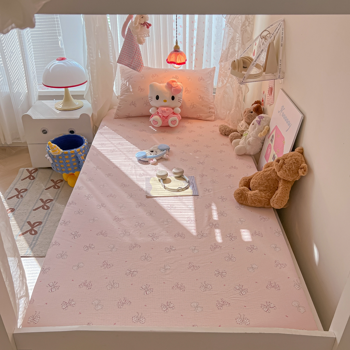 91家纺网 家纺一手货源 找家纺 韩巢家纺 2025新款A类学生宿舍上下铺床笠单件床垫保护罩枕套三件套 心愿