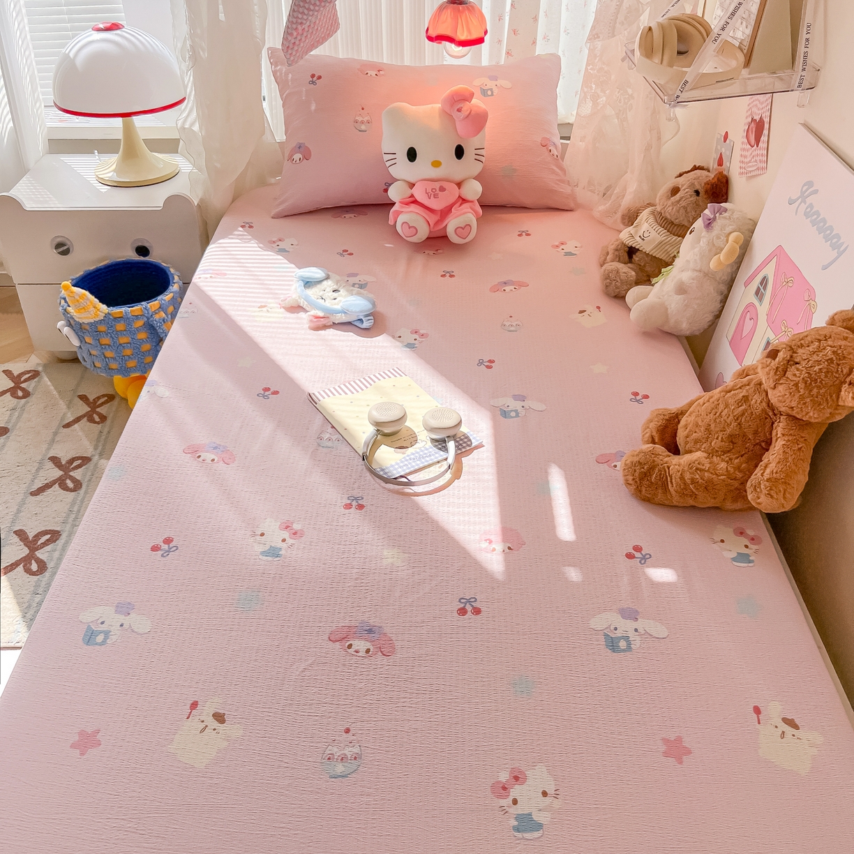 （总）韩巢家纺 2025新款A类学生宿舍上下铺床笠单件床垫保护罩枕套三件套