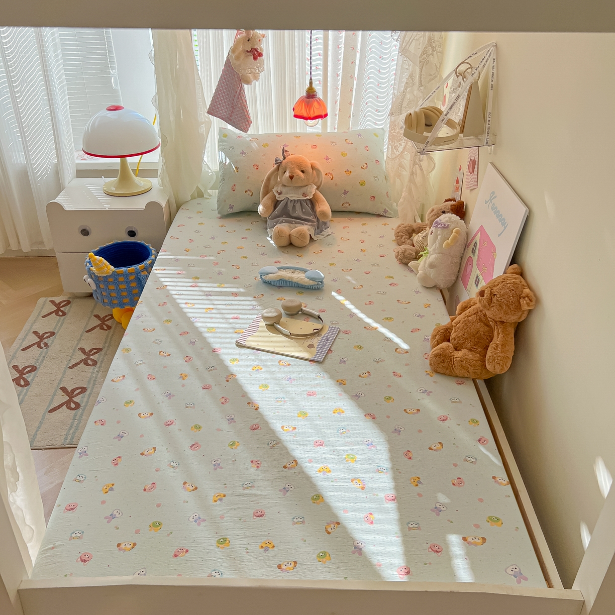 91家纺网 家纺一手货源 找家纺 韩巢家纺 2025新款A类学生宿舍上下铺床笠单件床垫保护罩枕套三件套 绒毛摇滚