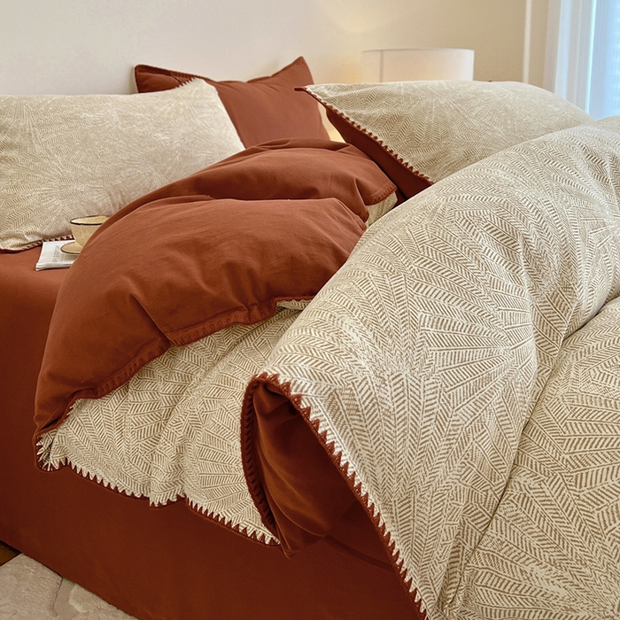 （总）忆生活 2025秋冬全棉加厚磨毛贝壳边四件套直播爆款