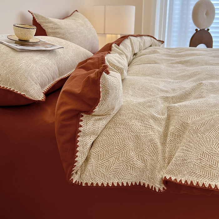 91家纺网 家纺一手货源 找家纺 （总）忆生活 2025秋冬全棉加厚磨毛贝壳边四件套直播爆款