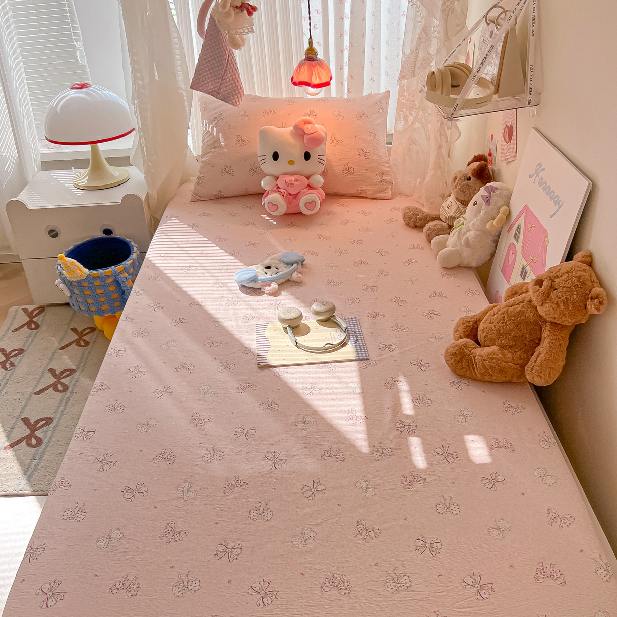 91家纺网 家纺一手货源 找家纺 （总）韩巢家纺 2025新款A类学生宿舍上下铺床笠单件床垫保护罩枕套三件套