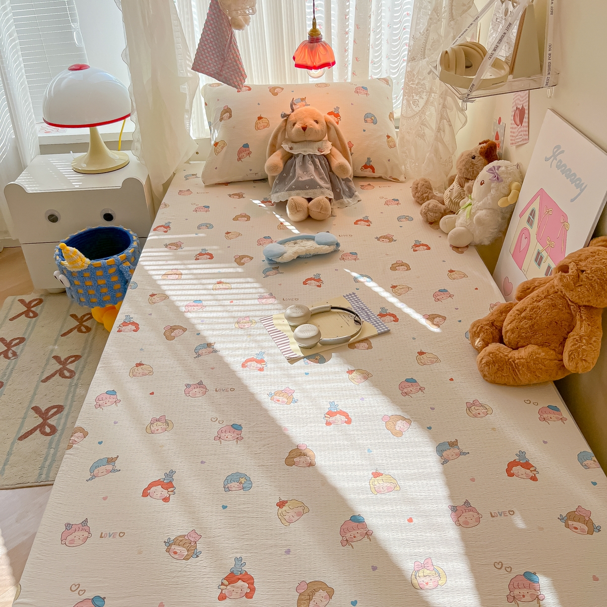 91家纺网 家纺一手货源 找家纺 （总）韩巢家纺 2025新款A类学生宿舍上下铺床笠单件床垫保护罩枕套三件套