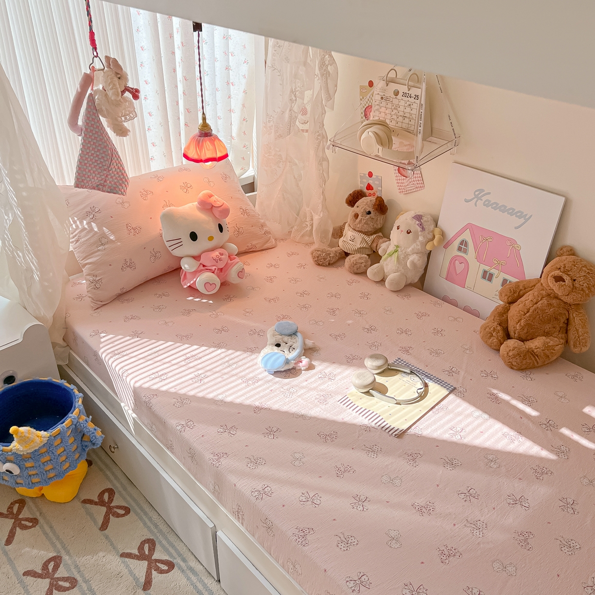 91家纺网 家纺一手货源 找家纺 韩巢家纺 2025新款A类学生宿舍上下铺床笠单件床垫保护罩枕套三件套 心愿