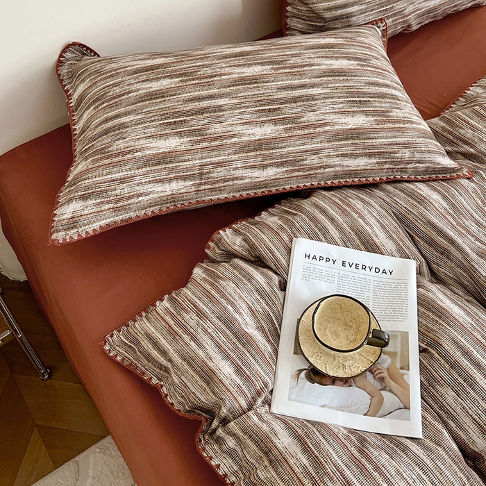 91家纺网 家纺一手货源 找家纺 忆生活 2025秋冬全棉加厚磨毛贝壳边四件套寻野