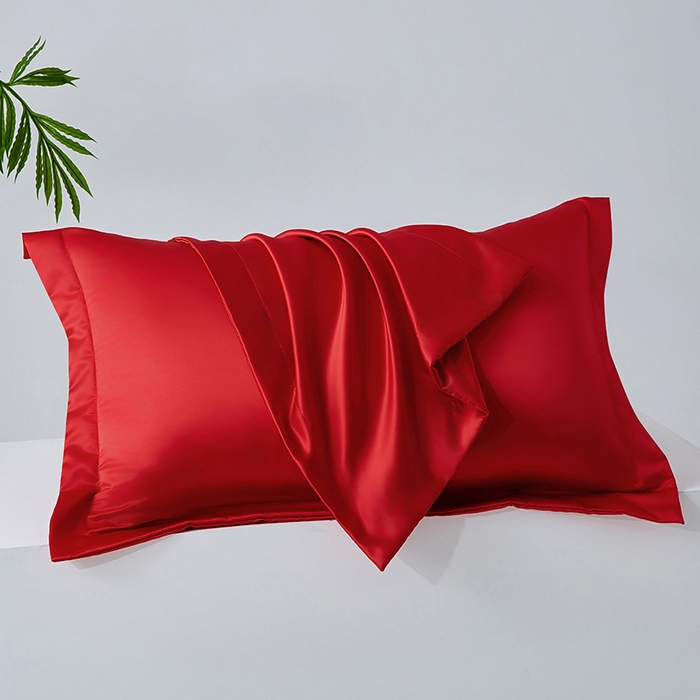 丰淘家纺 2025新款水洗丝纯色枕套 水洗丝-红色