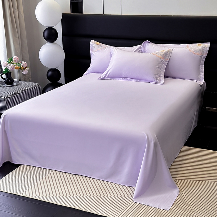 91家纺网 家纺一手货源 找家纺 慕语家纺 2025新款亲肤棉刺绣四件套系列--维纳斯（专版花型） 维纳斯--兰香紫