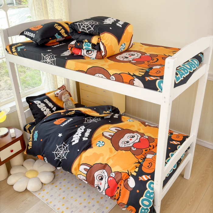 91家纺网 家纺一手货源 找家纺 乐居坊 2025新款开学季亲肤棉透气印花芦荟棉四件套（宿舍床） 拉布布