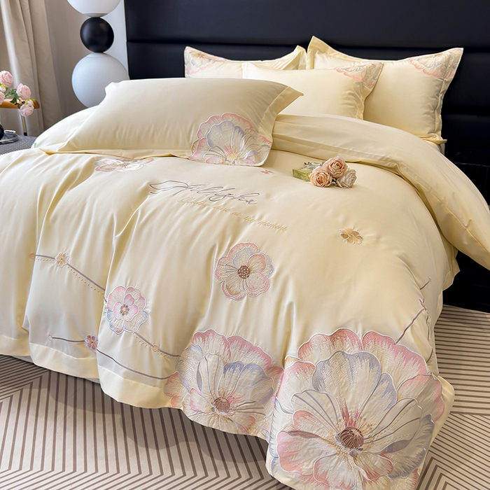 慕语家纺 2025新款亲肤棉刺绣四件套系列--维纳斯（专版花型） 维纳斯--米霜白