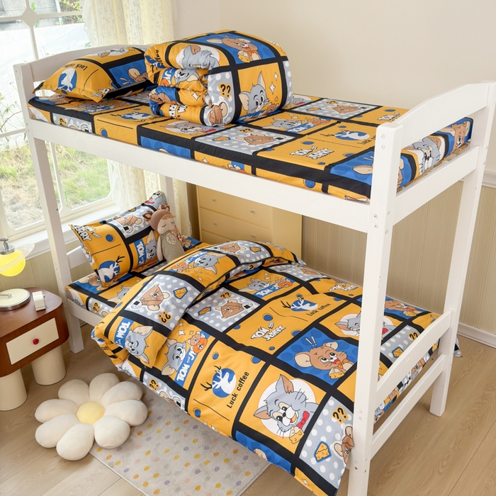 91家纺网 家纺一手货源 找家纺 乐居坊 2025新款开学季亲肤棉透气印花芦荟棉四件套（宿舍床） 汤姆与杰瑞