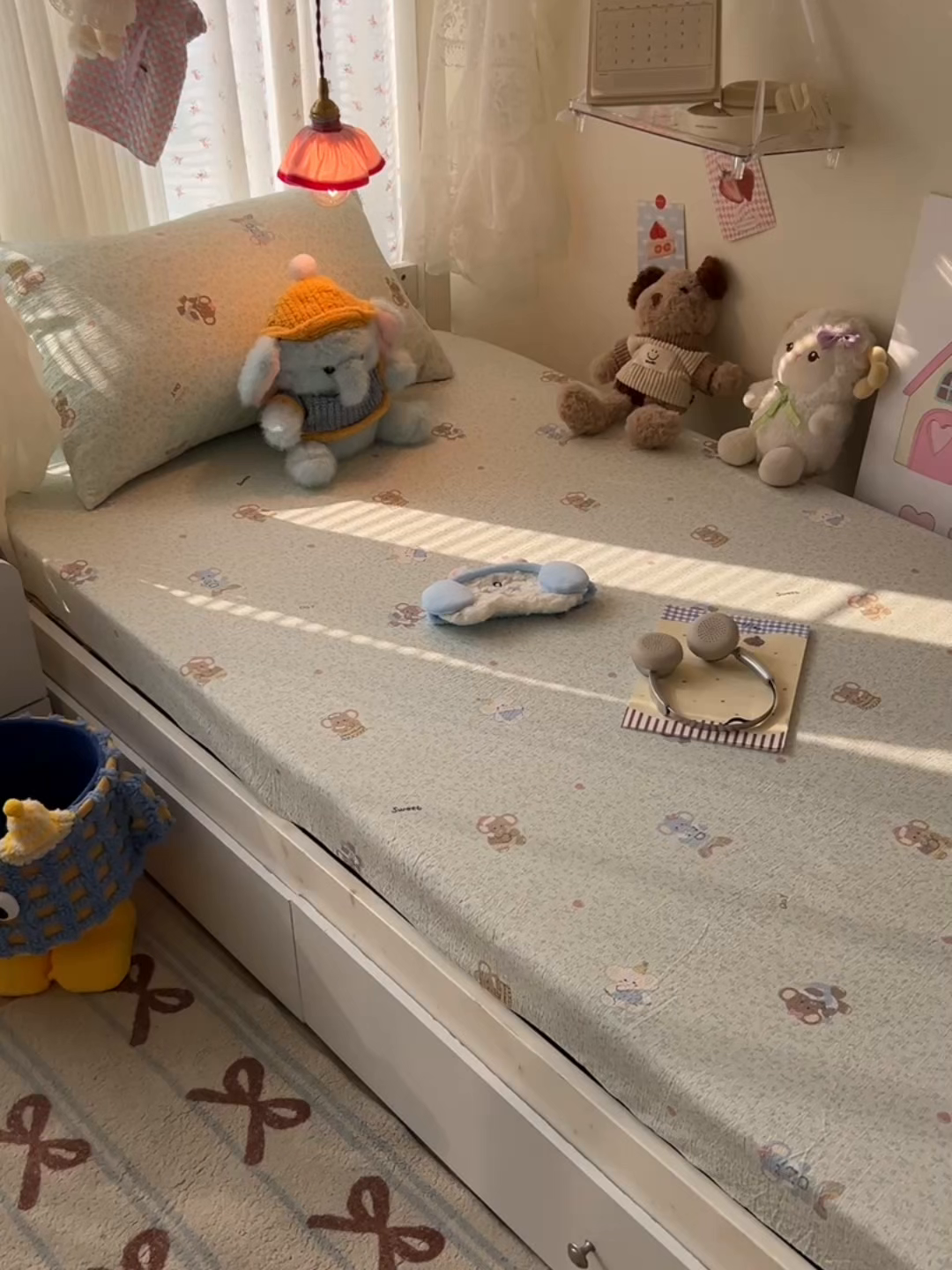 91家纺网 家纺一手货源 找家纺 韩巢家纺 2025新款A类学生宿舍上下铺床笠单件床垫保护罩枕套三件套 少女象