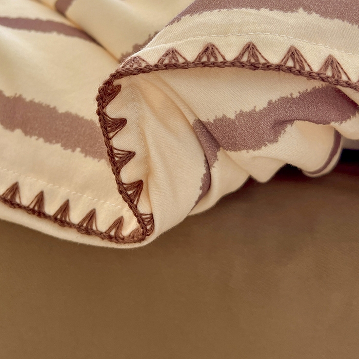 91家纺网 家纺一手货源 找家纺 忆生活 2025秋冬全棉加厚磨毛贝壳边四件套知简-咖