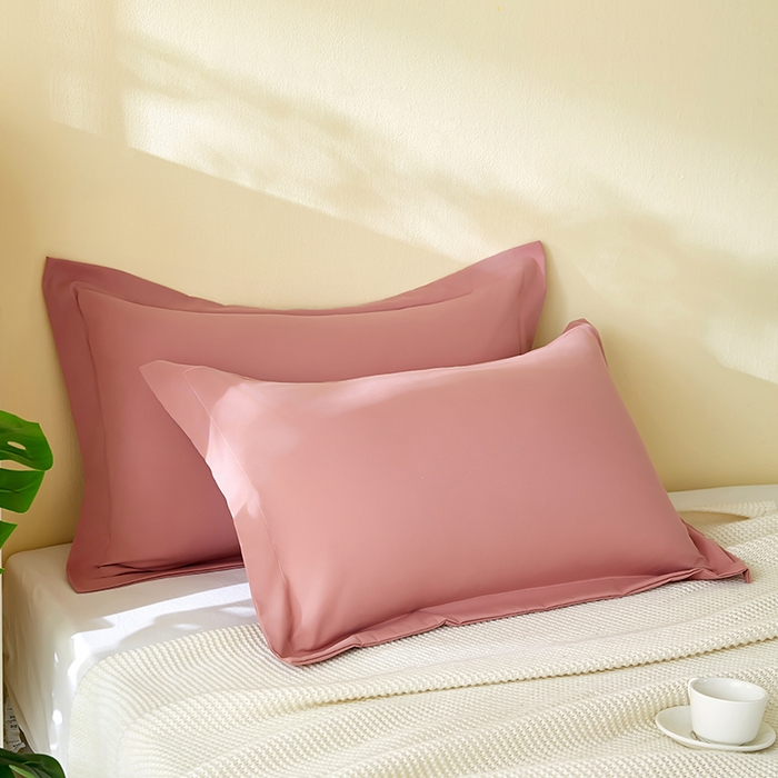 丰淘家纺 2025新款亲肤柔软纯色水洗磨毛枕套 纯色-豆沙