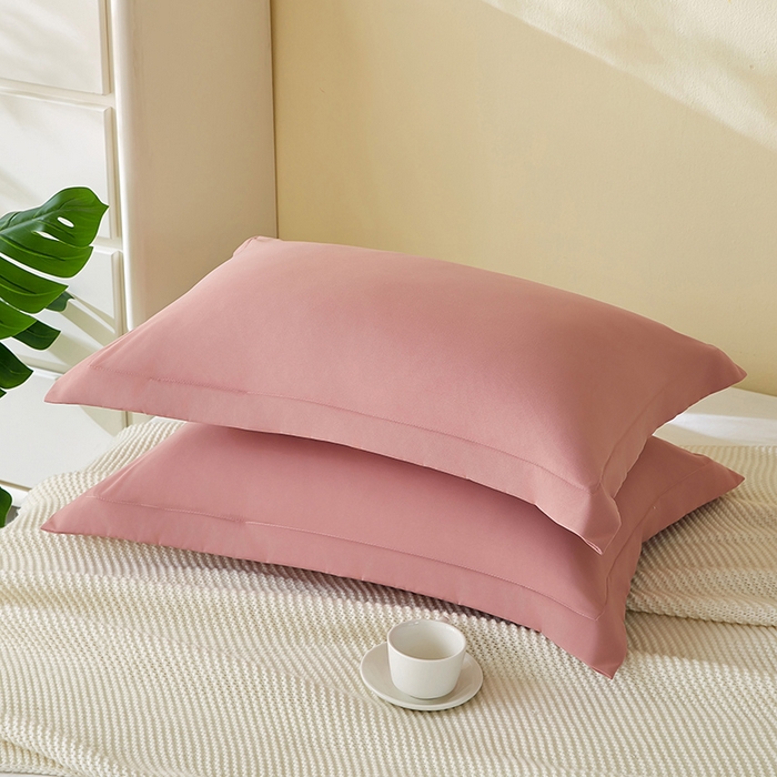 91家纺网 家纺一手货源 找家纺 丰淘家纺 2025新款亲肤柔软纯色水洗磨毛枕套 纯色-豆沙