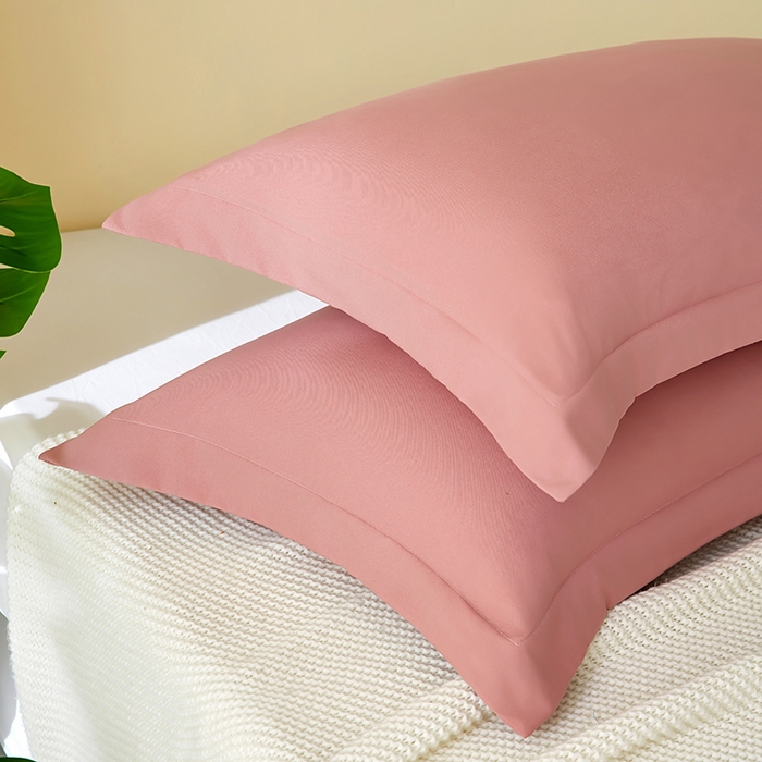 91家纺网 家纺一手货源 找家纺 丰淘家纺 2025新款亲肤柔软纯色水洗磨毛枕套 纯色-豆沙