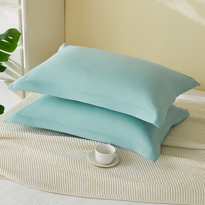 91家纺网 家纺一手货源 找家纺 丰淘家纺 2025新款亲肤柔软纯色水洗磨毛枕套 纯色-淡青