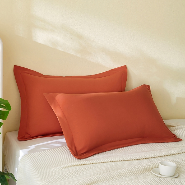 丰淘家纺 2025新款亲肤柔软纯色水洗磨毛枕套 纯色-桔黄