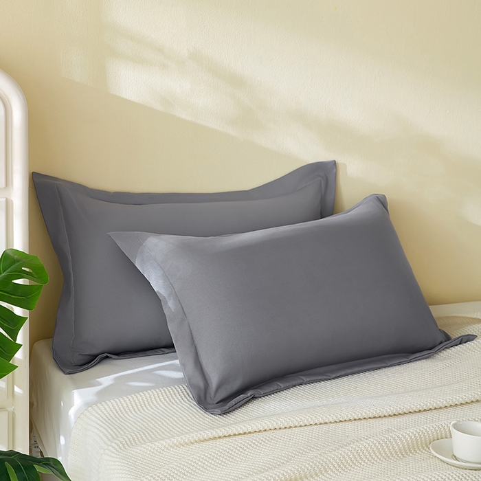 丰淘家纺 2025新款亲肤柔软纯色水洗磨毛枕套 纯色-浅灰