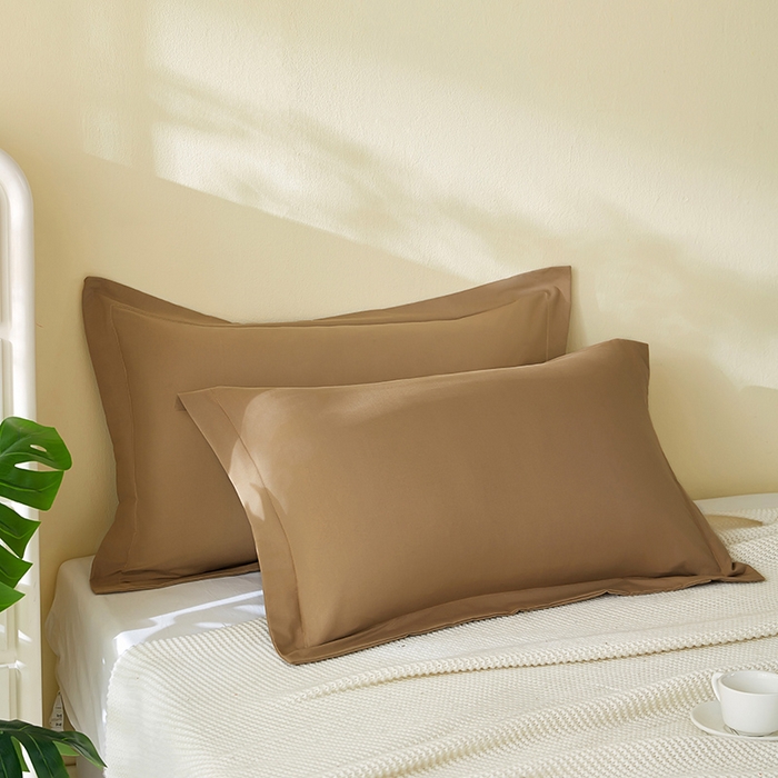 丰淘家纺 2025新款亲肤柔软纯色水洗磨毛枕套 纯色-浅咖