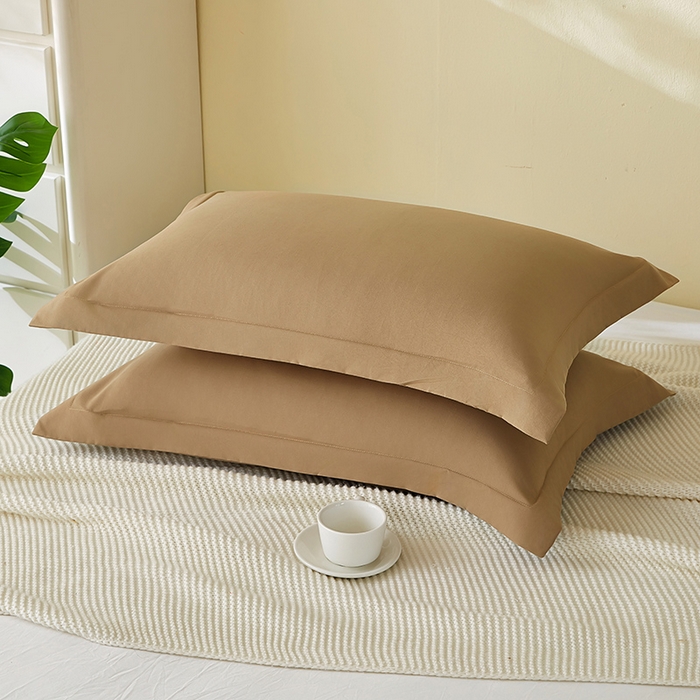 91家纺网 家纺一手货源 找家纺 丰淘家纺 2025新款亲肤柔软纯色水洗磨毛枕套 纯色-浅咖