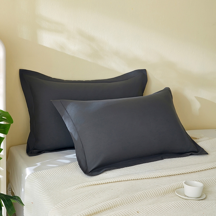 丰淘家纺 2025新款亲肤柔软纯色水洗磨毛枕套 纯色-深灰