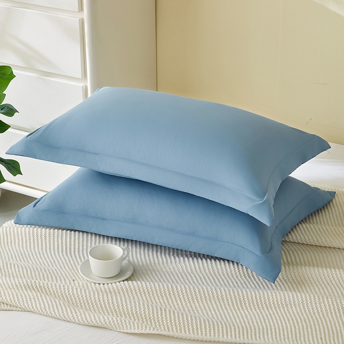 91家纺网 家纺一手货源 找家纺 丰淘家纺 2025新款亲肤柔软纯色水洗磨毛枕套 纯色-天蓝