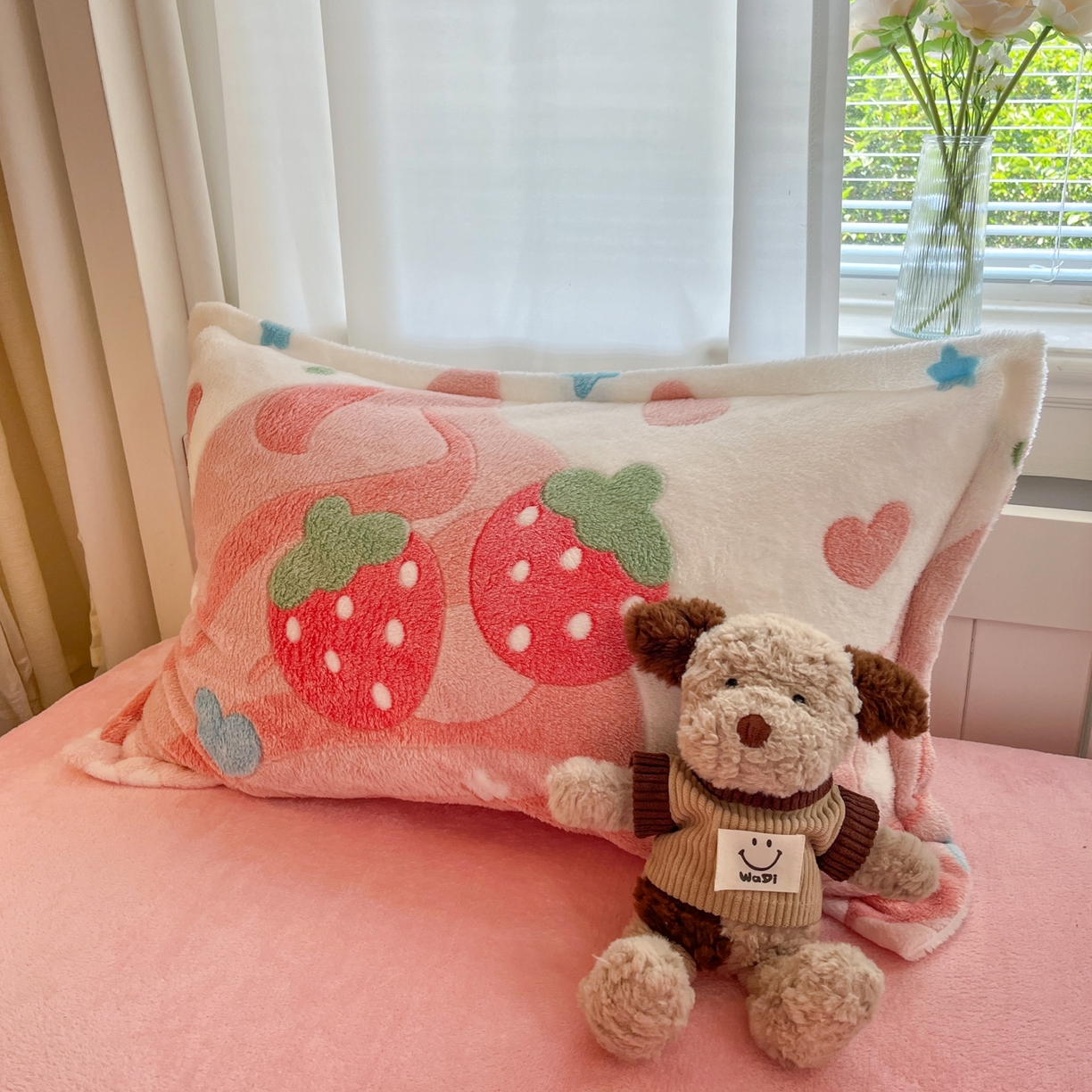 91家纺网 家纺一手货源 找家纺 川悦生活 2025新款立体雪花绒印花四件套学生床系列一场景二 冰激凌小熊