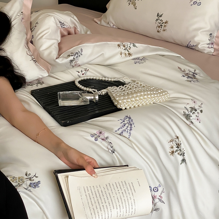 91家纺网 家纺一手货源 找家纺 （总）2024新款40s加厚天丝棉磨毛印花四件套-花信