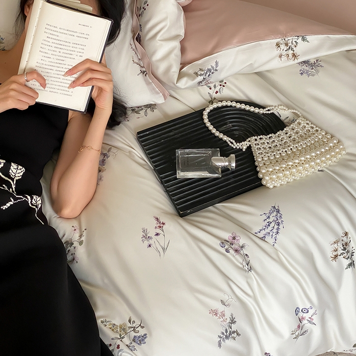 91家纺网 家纺一手货源 找家纺 （总）2024新款40s加厚天丝棉磨毛印花四件套-花信