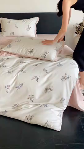 91家纺网 家纺一手货源 找家纺 （总）2024新款40s加厚天丝棉磨毛印花四件套-花信