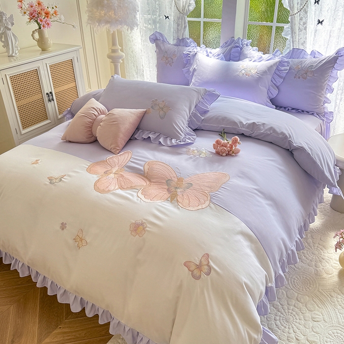 91家纺网 家纺一手货源 找家纺 （总）慕语家纺 2025新款软糯亲肤贴布绣公主风四件套系列--瑞丽（专版花型）