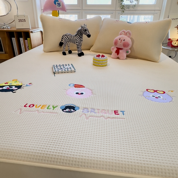 91家纺网 家纺一手货源 找家纺 （总）莱家富 2025新款A类华夫格夹棉床笠单品床笠单件床笠套件