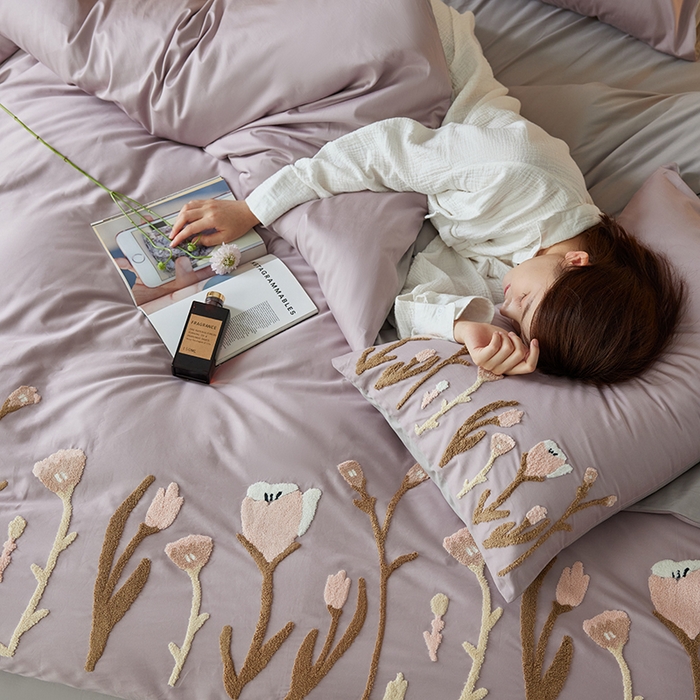 91家纺网 家纺一手货源 找家纺 （总）初拾 2024新款100s澳棉毛巾绣四件套-春日