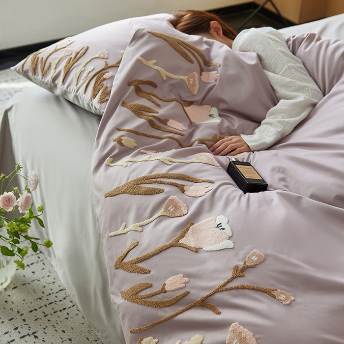 91家纺网 家纺一手货源 找家纺 （总）初拾 2024新款100s澳棉毛巾绣四件套-春日