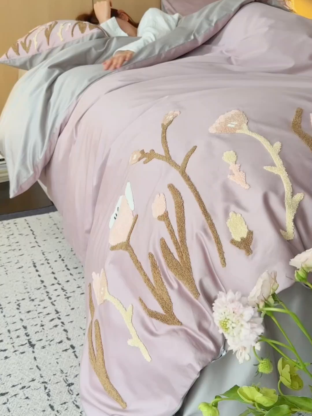 91家纺网 家纺一手货源 找家纺 （总）初拾 2024新款100s澳棉毛巾绣四件套-春日