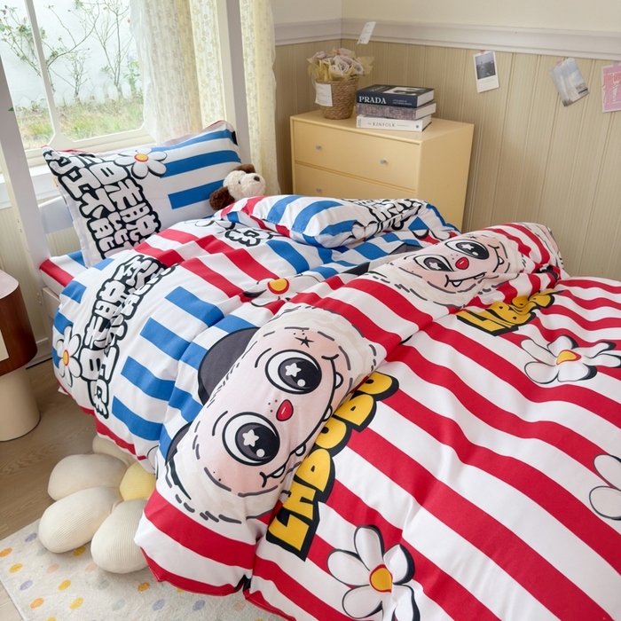 91家纺网 家纺一手货源 找家纺 乐居坊 2025新款开学季亲肤棉透气印花芦荟棉四件套（宿舍床） 潮流前线